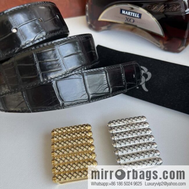 Stefano Ricci Stephen, stainless steel with diamonds, metal buckle inside, alligator belt 3.5cm