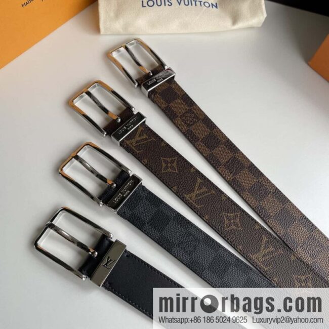LV 35mm wide calfskin belt