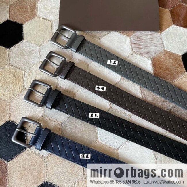 Bottega Veneta Butterfly Replica Luxury Handbag, top layer cowhide woven 3.8cm classic color pin buckle belt