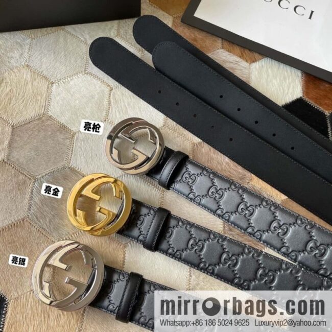 Gucci/Gucci Men\'s Interlocking Double G Metal Buckle Belt