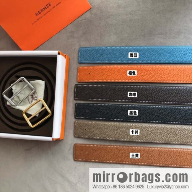 Hermes Hermes, double-sided original lychee with stainless steel inlaid diamond buckle belt 38mm