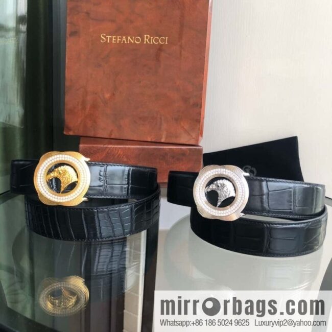 Stefano Ricci Stephen, Eagle Head with Diamond Buckle Inner Buckle 3.5cm Alligator Belt