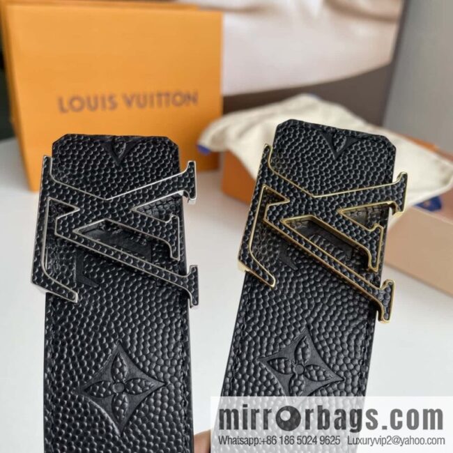 LV embossed presbyopia imported cowhide sticker metal buckle 4.0CM belt
