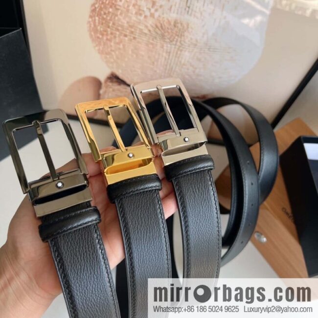 MONTBLANC Montblanc 3.5cm metal pin buckle first layer cowhide belt