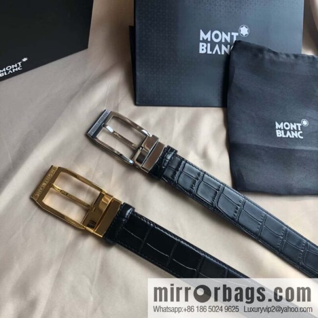 MONTBLANC Montblanc 3.5cm delicate needle metal buckle, first layer cowhide belt