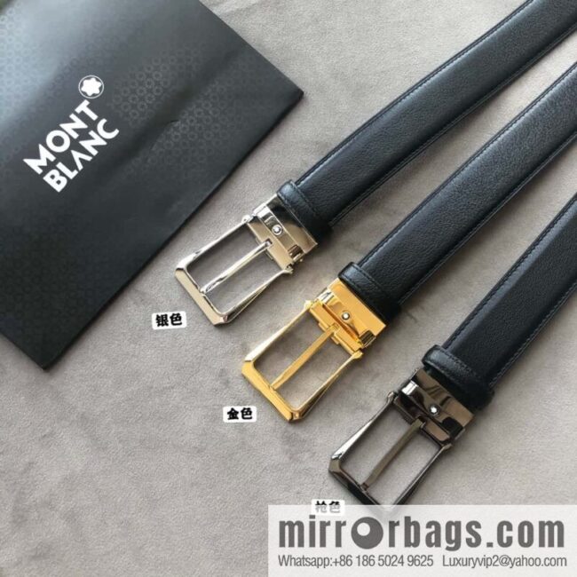 MONTBLANC Montblanc 3.5cm delicate needle metal buckle, first layer cowhide belt