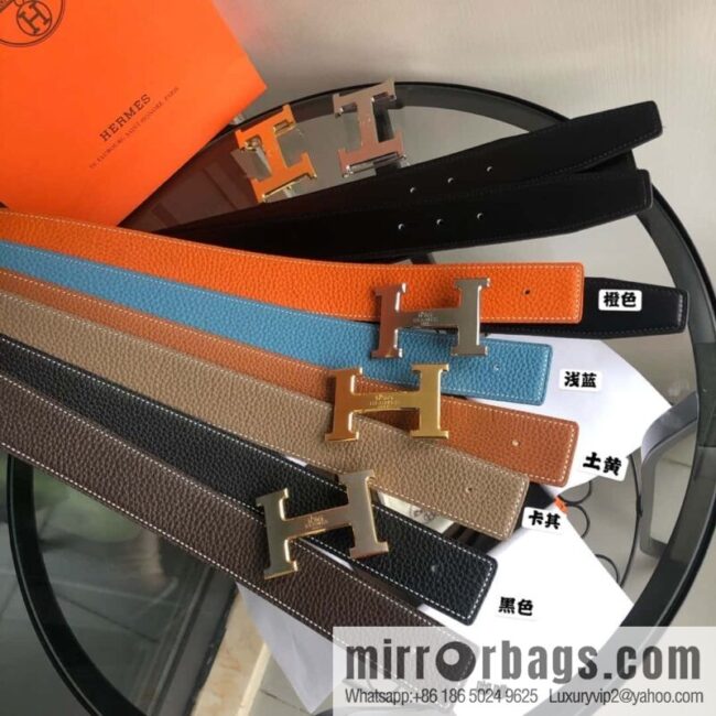 HERMES, double-sided original lychee with solder joint horse-drawn cart 3.8cm belt
