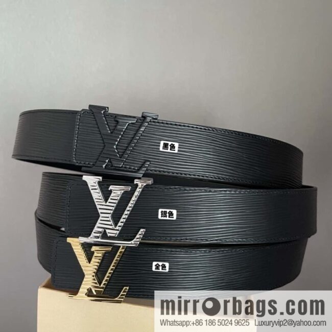 LV Initiales. 40mm Black Water Ripple Belt M9229