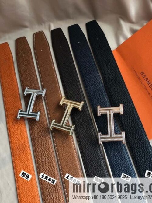 wsxc1694703368824_0-800x800hy41pxd53ya19712_20250625204730.jpg Hermes, Stainless Steel Double Row Diamond Buckle, Men\'s Double-Sided Leather Belt 38mm