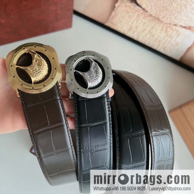 Stefano Ricci Stephen, Stainless Steel Eagle Metal Buckle 3.8cm Alligator Belt