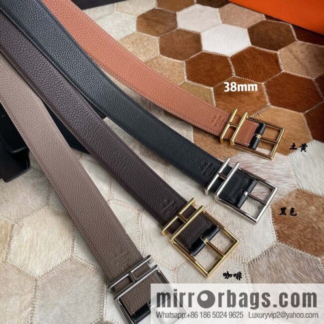 Hermes Hermes Hathan Width: 40mm Palladium Plated/Gold Plated Buckle Double Sided Belt