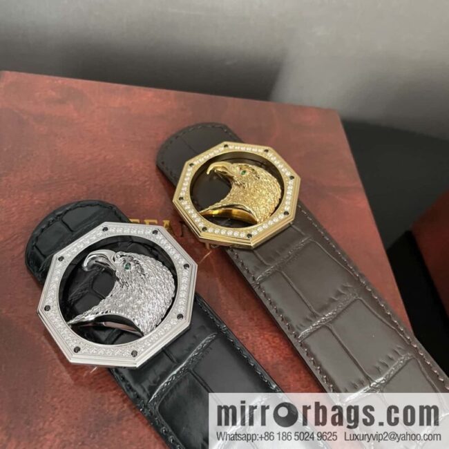 Stefano Ricci Stephen, stainless steel eagle head octagonal diamond buckle, crocodile belt 3.8cm