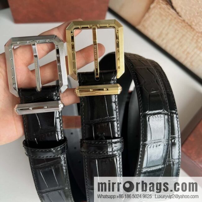 Stefano Ricci, original pin buckle in stainless steel, crocodile belt 3.6cm