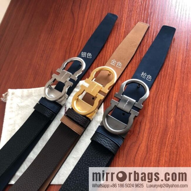 Ferragamo Ferragamo boutique metal clasp, first layer cowhide belt 3.5cm