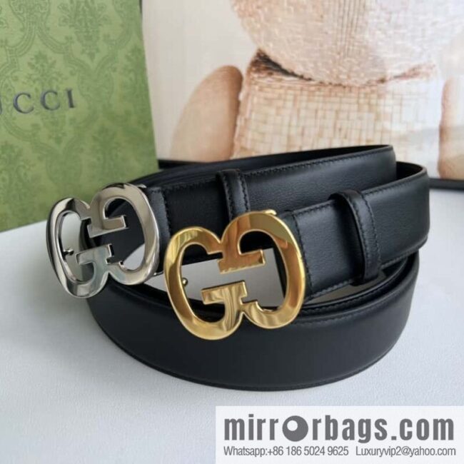GUCCI Interlocking Double G Buckle, Cowhide Belt 4.0cm