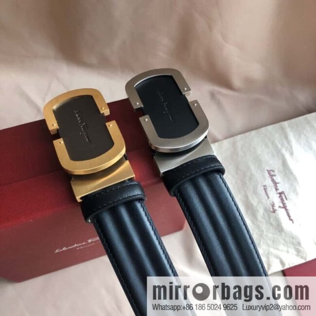 Ferragamo Ferragamo, exquisite buckle, imported double-sided first-layer cowhide wavy texture belt 3.5CM