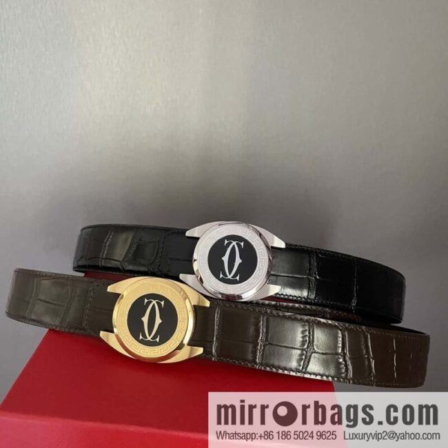 Cartier Cartier, stainless steel metal buckle, crocodile belt 3.5cm