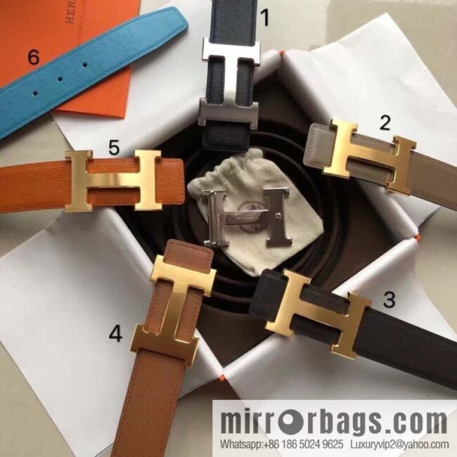 Hermes Hermes, original leather palm pattern metal H large logo double-sided belt 3.8CM