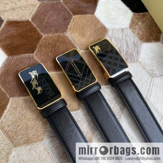 Burberry Burberry, logo warhorse metal buckle, sheep texture first layer cowhide belt 3.5CM