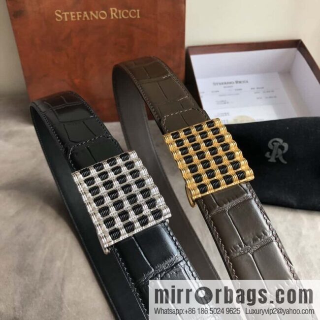 Stefano Ricci Stephen, stainless steel acrylic buckle, crocodile belt 3.5cm