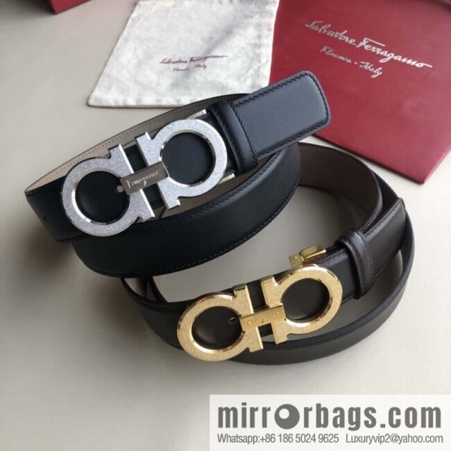 Ferragamo Ferragamo, stainless steel rolling sand process metal clasp, cowhide belt 3.5cm