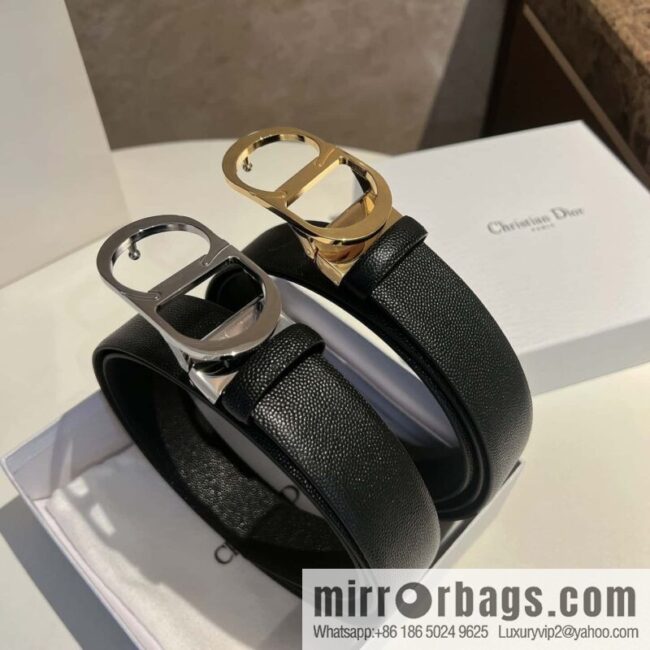Dior, Classic Metal CD Buckle, Pearl Textured Cowhide Belt 3.5cm