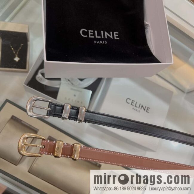CELINE Celine, Vintage Metal Hardware 1.8cm First Layer Cowhide Belt