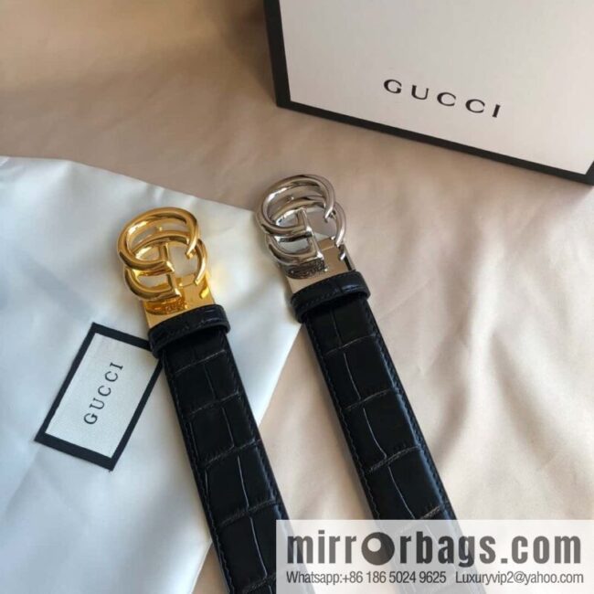 GUCCI G rotating metal clip buckle, double-sided external belt 3.5CM