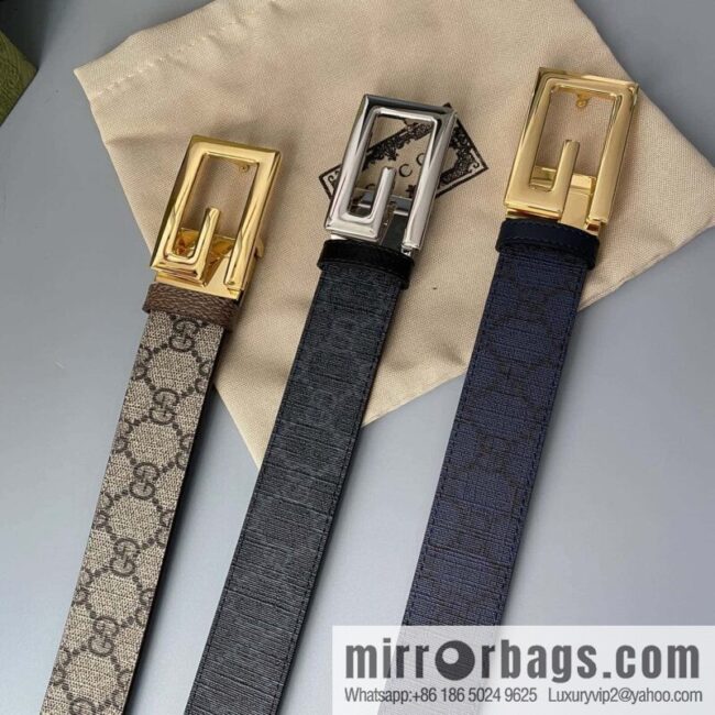 GUCCI 3.5cm square G-buckle double-sided belt