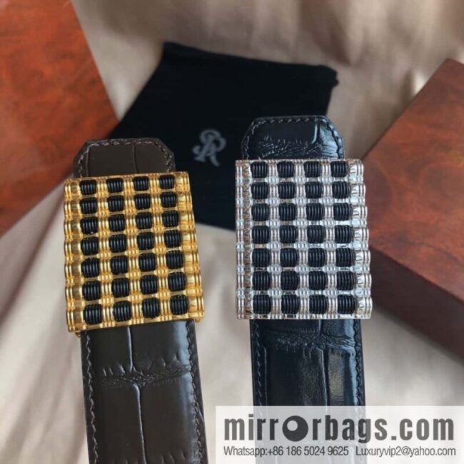 Stefano Ricci Stephen, stainless steel acrylic hanging buckle 3.8cm alligator belt