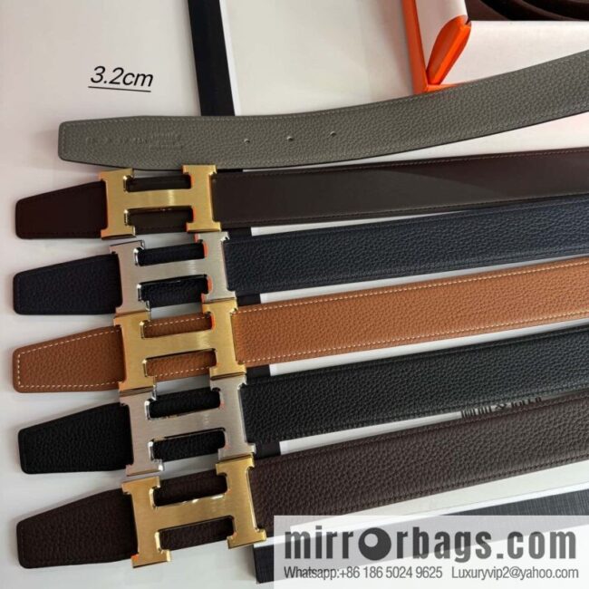Hermes Hermes, men\'s 3.2cm stainless steel solder joint buckle cowhide belt