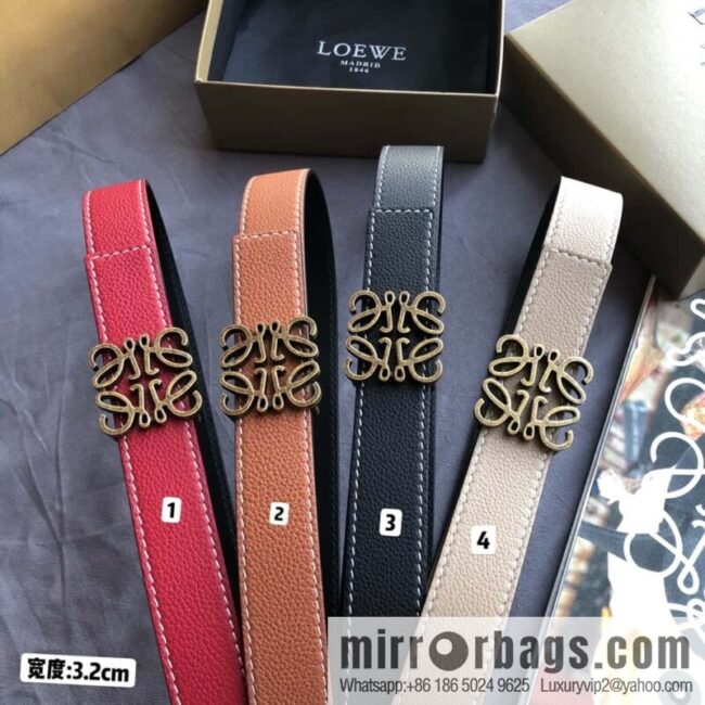 LOEWE Luo Yiwei 3.2cm old gold retro metal buckle first layer cowhide belt