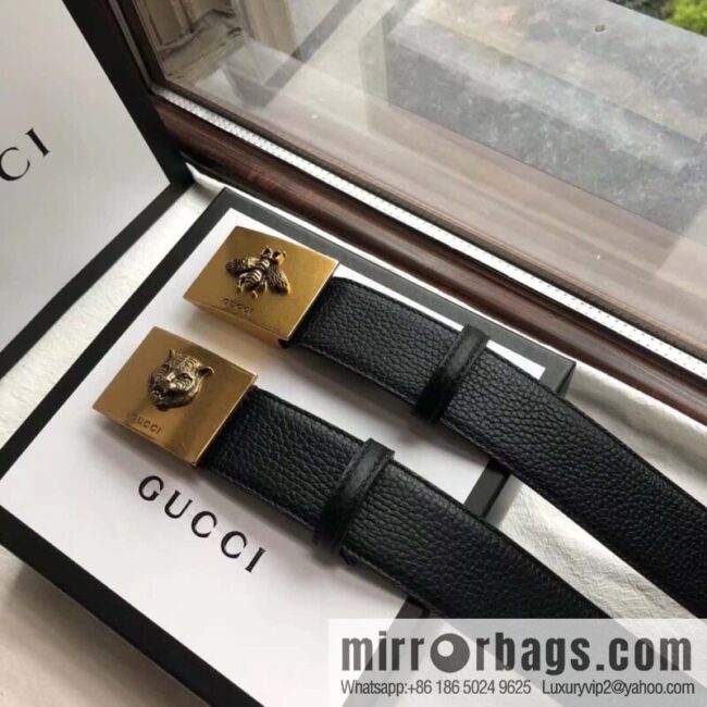 GUCCI logo retro design belt original lychee texture 4.0cm belt
