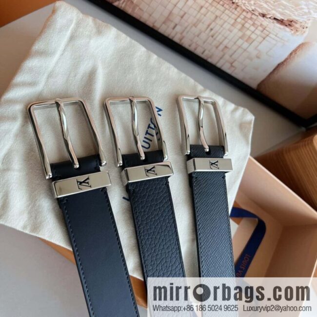 LV Pont Neuf 35mm Black Leather Belt