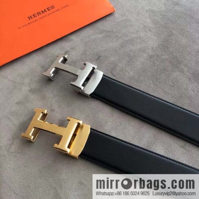 Hermes Hermes, automatic buckle imported double-sided first-layer cowhide belt 3.8CM