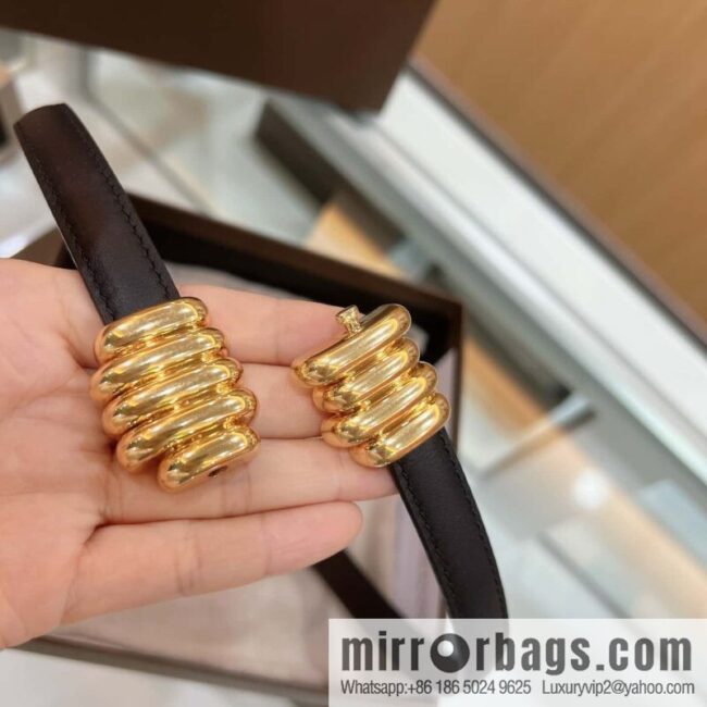 Bottega Veneta Butterfly Replica Luxury Handbag, Black Gold Metal Buckle Wrapped Irregular Design Gold Ring Decorative Waist Belt