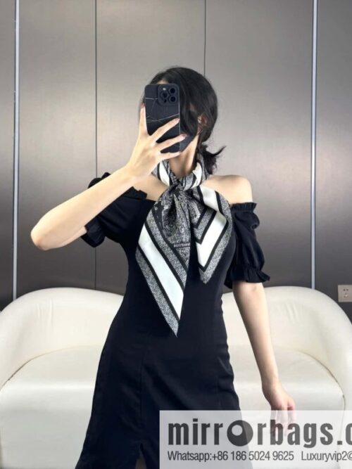 DIOR Paris map C D logo Jacquard strip pattern silk scarf