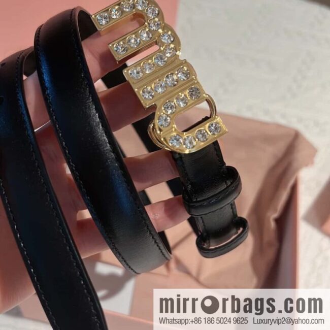 MIUMIU diamond buckle city belt 2.0cm