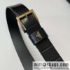 PRADA/Prada, cowhide pressing grid process hardware pin buckle counter new belt 3.5CM