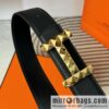 Hermes, double-sided first layer sheep texture stainless steel diamond pattern button head belt 3.5CM