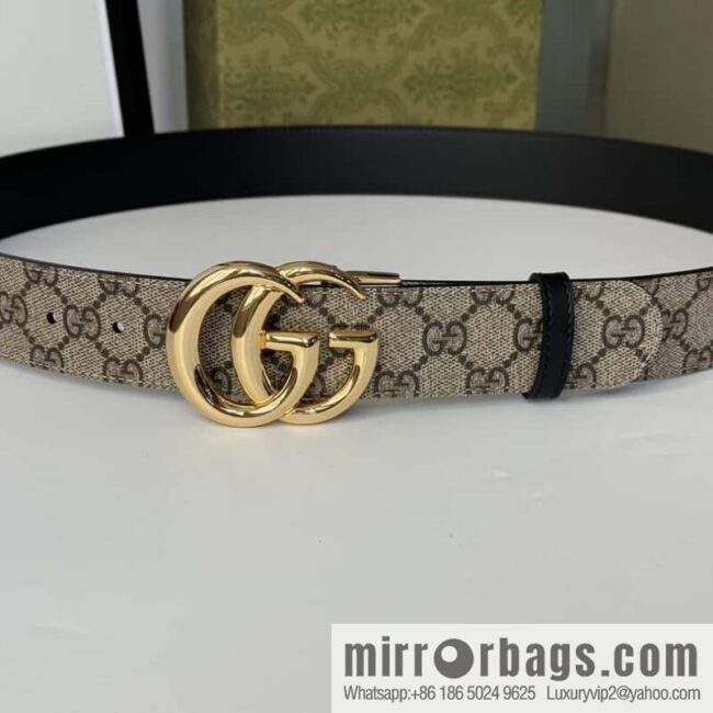 GUCCI 3.7cm double G bright rotary buckle with double-sided belt
