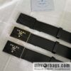 PRADA/Prada, men\'s black logo buckle sticker crocodile leather mixed pattern double-sided cowhide belt 3.5CM
