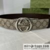 GUCCI men\'s PVC with leather double G boutique new metal buckle 38mm