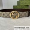 GUCCI men\'s PVC with leather double G boutique new metal buckle 38mm