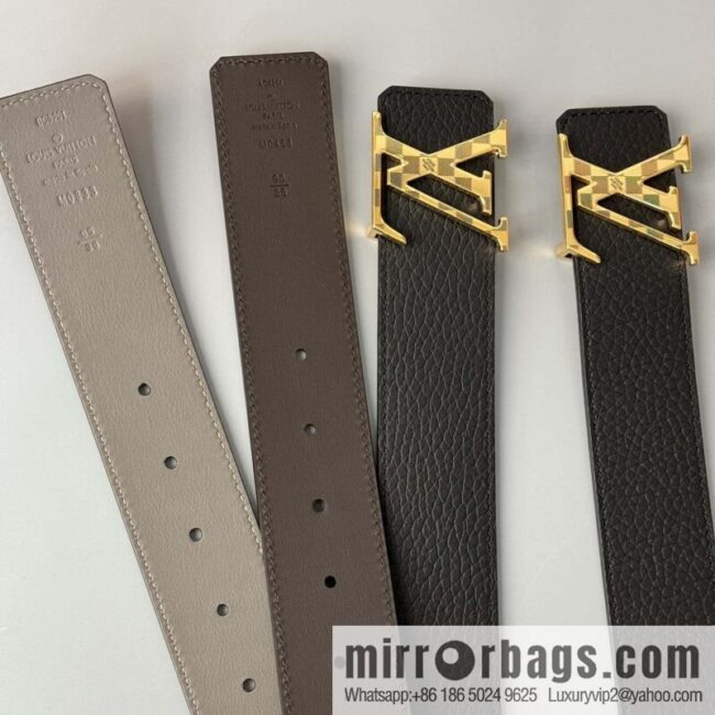 LV Men\'s Belt DamierLV Double Sided Belt 4.0mm m0458