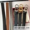 Ferragamo Ferragamo, exquisite 8-character metal brushed clip buckle cowhide belt 3.5CM