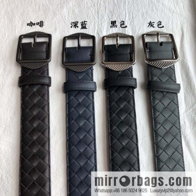 BOTTEGA VENETA, woven cowhide combined with retro needle button belt 3.5CM