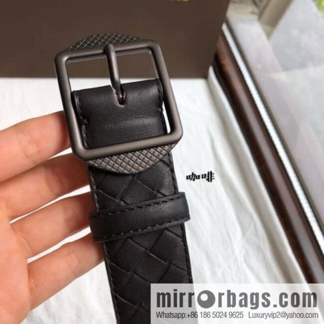 BOTTEGA VENETA, woven cowhide combined with retro needle button belt 3.5CM