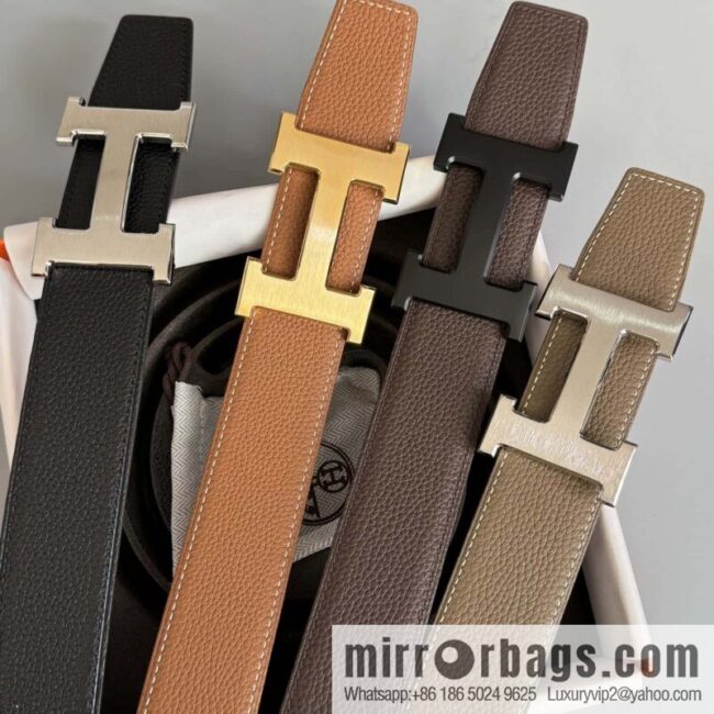 Hermes Togo Leather Double Sided Leather Belt 38mm