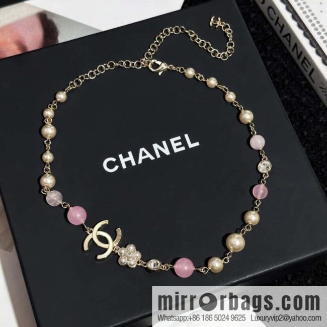 ❗️New ❗️ Chanel necklace ☀️ new ☑️ Chanel pink pearl double c necklace ☀️